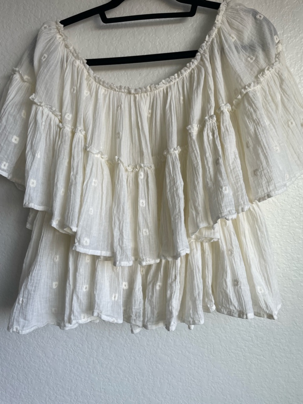 lovestitch Cream Layered Off-Shoulder Blouse - Picture 4 of 13